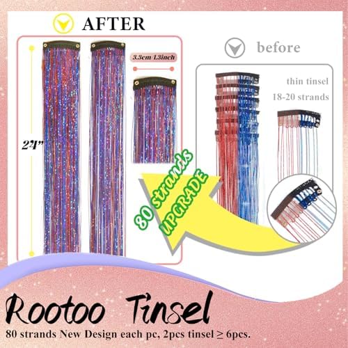 Hair Tinsel Clip in Red-Blue Fairy Hair Tinsel Kit - Image 2