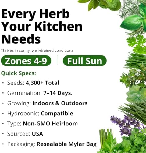 HOME GROWN 15 Herb Seed Variety Kit, 4,300+ Seeds, Culinary Herb Kit - Image 3