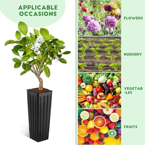 Tree Pots 50 Pcs, 11.2 Inch Deep Nursery Pots with Drainage Holes, Plastic Plant Containers for Citrus Seedlings, Vegetables and Garden Use - Image 4