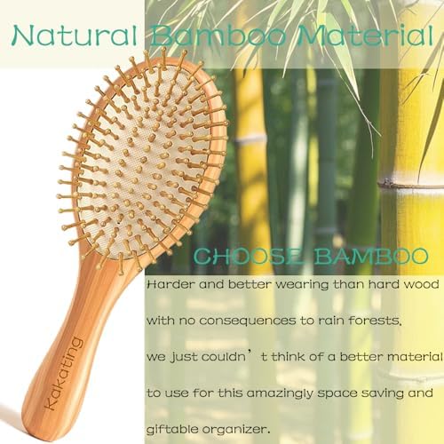 16 Pack Bamboo Hair Brush for Hair Growth | Natural Wooden Hairbrush Detangling Massaging Scalp Bulk (Ellipse, Count, 16) - Image 3