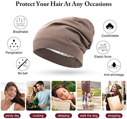 SATINIOR 4 Pcs Satin Lined Sleep Cap - Image 2