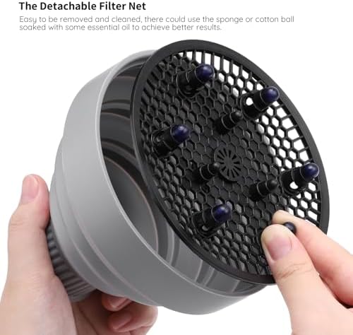Segbeauty Collapsible Blow Dryer Diffuser, Travel Portable Hair Diffuser for Natural Curly Hair, Professional Lightweight Folding Diffuser Attachment for Dryers Nozzle 1.54 to 1.69 inches Gray - Image 3