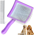 Long Pin Slicker Brush & Dog Comb Set for Doodles Grooming, Purple by YOPETAYU%C2%AE