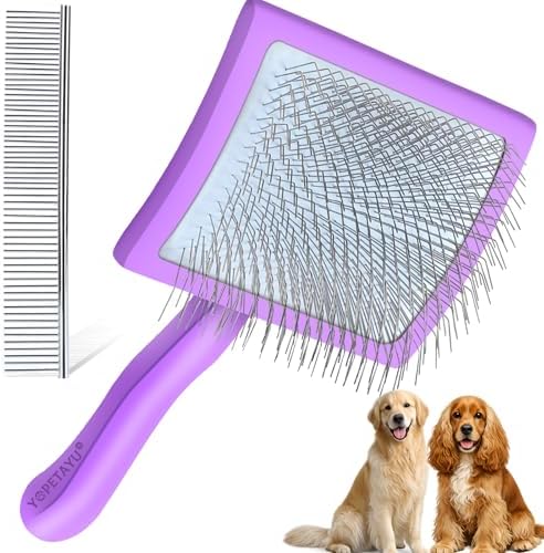 Long Pin Slicker Brush & Dog Comb Set for Doodles Grooming, Purple by YOPETAYU%C2%AE