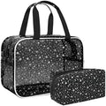 2PCS Clear Star Print Waterproof Makeup Bag, Lagre PVC Cosmetic Pouch with Zipper, Travel Toiletry Organizer for Women, Small Personal Item for Travel, Business Trip, Gym & Daily Use (Black) by junesters