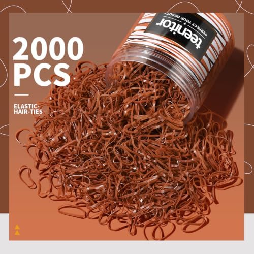 Teenitor Elastic Hair Bands, Small Hair Ties, 2000pcs, Light Brown - Image 2