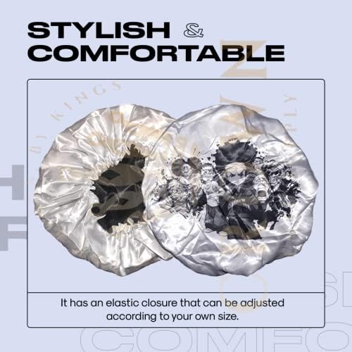 Large Bonnet - Silky Satin Bonnet with Elastic Soft Band (White Boondock Huey Bonnet) - Image 4
