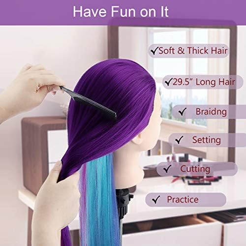 Mannequin Head with Hair, TopDirect 29" Training Head Hair Mannequin Manikin Head Cosmetology Doll Head Practice Styling Hairdressing Training Braiding Heads with Clamp Holder and Tool Set - Image 4