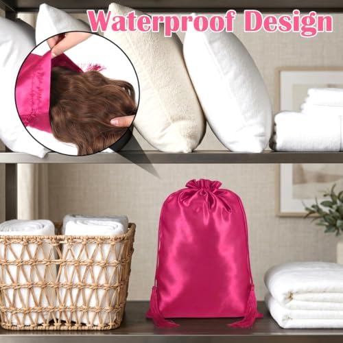 4Pcs Satin Wig Bag, Shimmeroo Wig Storage Bags with Drawstring Tassel - Image 3