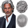 blazingfire 0.06mm V Loop Toupee for Men Human Hair System 70% Gray 1B70 by ENTRANCEDSTYLES