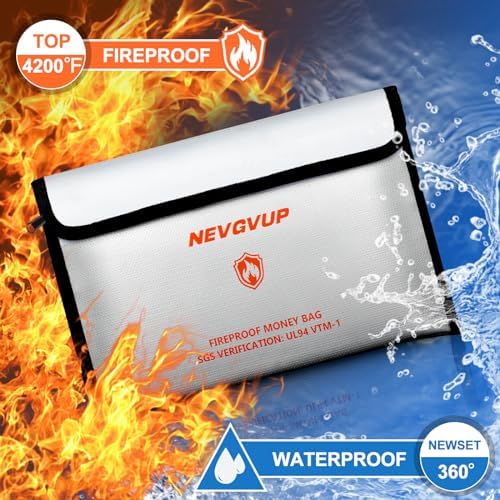 Fireproof Money Bag 4200°F - Heat Insulated, 9.8 x 6.5" Small Fireproof Document Bags with Waterproof Zipper, Fire proof Bag with Reflective Strip and Fireproofs Edeging, Fire Pouch Set for Valuables - Image 2