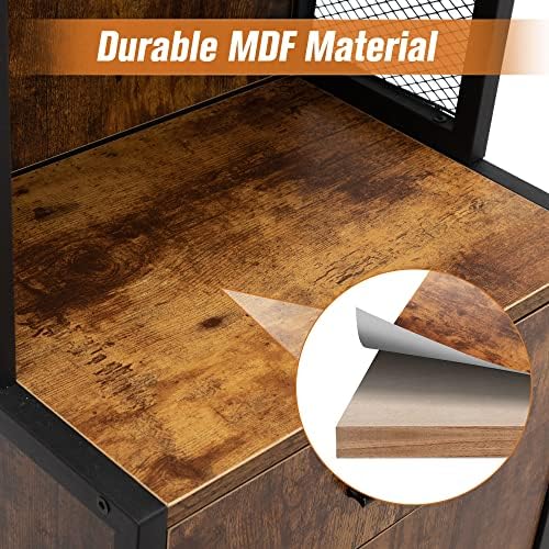 Salon Storage Cabinet for Hair Stylist,Rustic Brown - Image 7