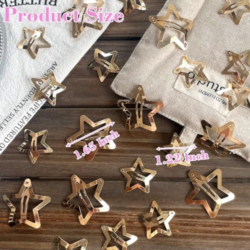 30 PCS Gold Star Hair Clips,20PCS 1.22"Star hair Clip and 10 PCS 1.65"Hair Clip Snap Hair Accessories Non Slip stars Clips for Girls Women Metal Hair Clips - Image 2