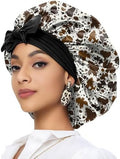 Satin Hair Braid Bonnet for Sleeping Double Layer Elastic Wide Soft Tie Band Hair Silk Lined Sleep Cap Women Girls by Deokke
