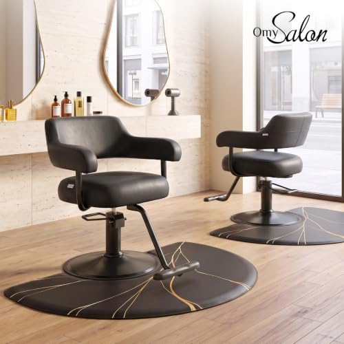OmySalon Barber Chairs for Barbershop Dark Brown and Gold Styling Chair, Salon Chair for Hair Stylist Heavy Duty Hydraulic Pump, 360°Swivel with Footrest, Hairdressing Beauty Spa Braiding Equipment - Image 2