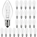 25 Pack C7 Clear Replacement Bulbs, C7 Outdoor Candle Light Bulbs, Night Candle Light for Indoor Outdoor Patio Bistro Party Decor Christmas String Light, E12 Candelabra Base, 5W by Konictom