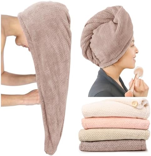 ROLSHOL 4 Pack Extra Large Microfiber Hair Towel Wraps for Women by ROLSHOL