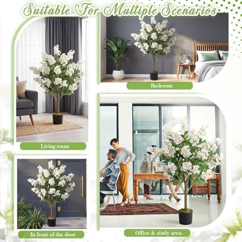 Thiccywoov 1 Pack 3.3 ft Artificial White Crape Myrtle Tree Plant - Image 3