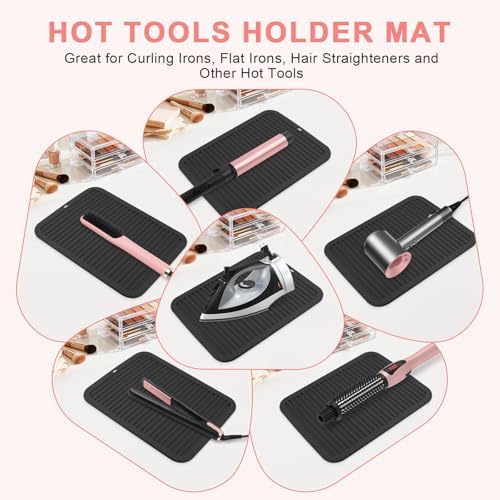 Silicone Heat Resistant Mat for Hair Tools, Oversize, Black - Image 6