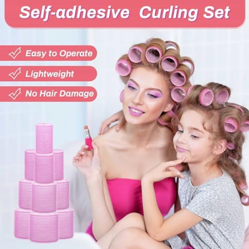 Rollers Hair Curlers Set of 48 with 24 Curlers (6 Jumbo, 6 Large, 6 Medium, 6 Small) and 24 Clips for Long, Medium, Short Hair (Purple) - Image 5