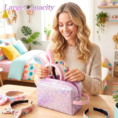 Hillban Ears Bag with Handle Ear Holder for Women Theme Park Fans,Pink - Image 6