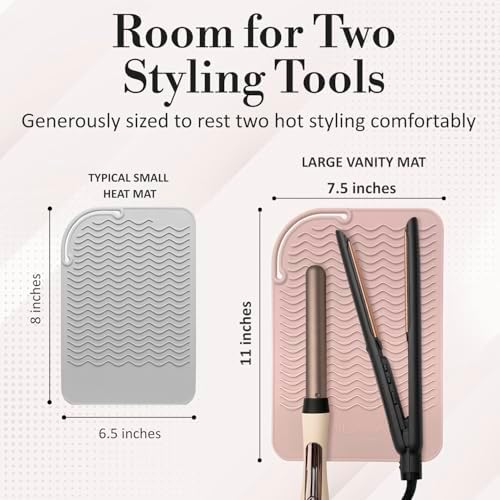 Large Vanity Mat, Heat Resistant Mat for Hair Tools, Vanity Décor, Rose - Image 3