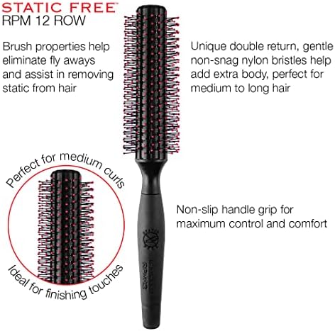 Cricket Static Free RPM 12 Row Round Hair Brush - Curling, Blow Drying, Detangling and Styling Wet or Dry, Suitable for All Hair Types (Pack of 3) - Image 3
