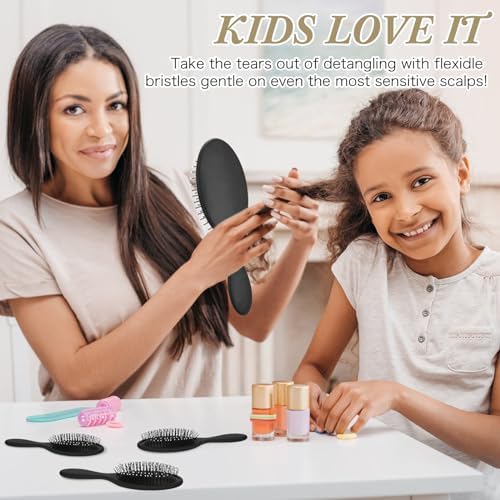 Nuenen 6 Pcs Wet Detangling Hair Brush, Dry Soft Bristle, Black - Image 3