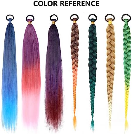 Braided Ponytail Extension 2 Pc Green Yellow Gradient Rave Hair Extensions - Image 4