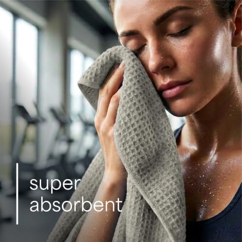 S&T INC. Microfiber Gym Towels, 3 Pack, 16" x 27", Honeycomb Grey - Image 2