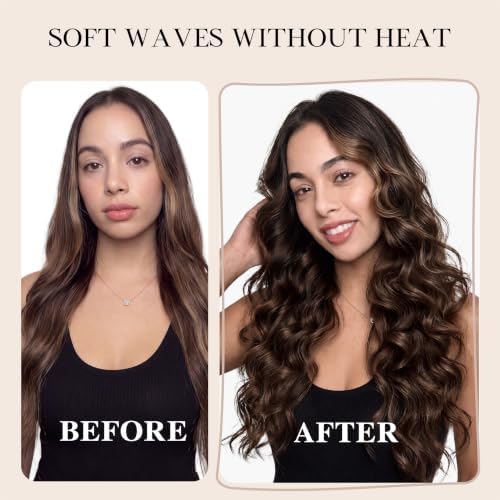2-in-1 Heatless Curling Headband for Women & Flexible Curling Rods for Heatless Curls Overnight Heatless Hair Curlers No Heat Damage, Stretchy Fabric Headbands for Curly Long Hair, Sleep Gym Workout - Image 3