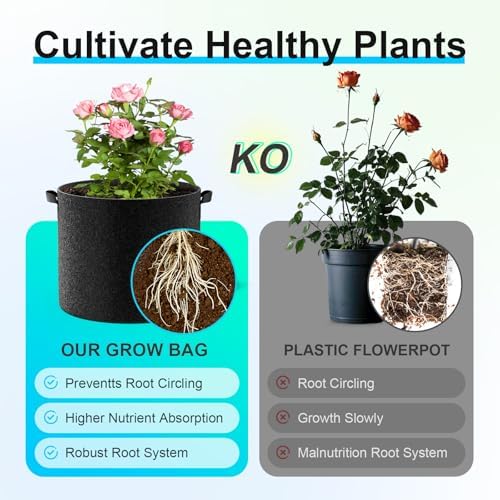 Land Guard 10-Pack Fabric Grow Bags 30 Gallon, Thickened Nonwoven Garden Pots, Growing Bags with Handles, Black - Image 5