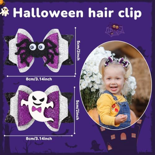 4Pcs Halloween Glitter Bow Hair Clips - Image 2