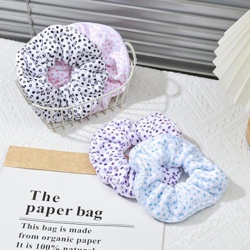 Hair Towel Scrunchies 4-Piece Microfiber Oversized Dry Polka Dots - Image 4