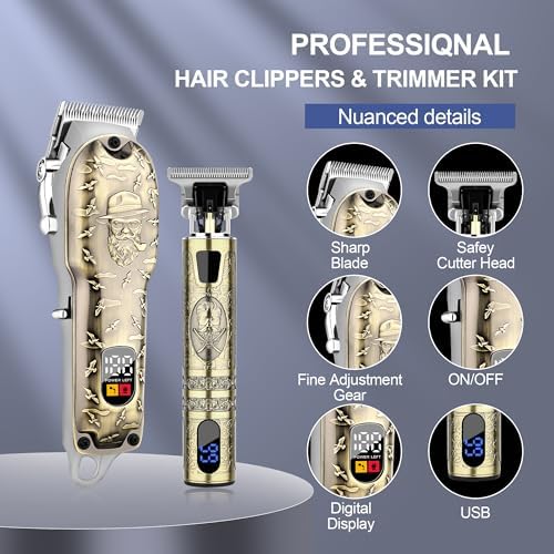 Hair Clippers Set for Men, Hair Clipper Trimmer with LED Display, Professional Cordless Hair Clipper Shaver Beard Trimmer, Hair Cutting Machine for Men, Holiday Gift for Him Father's Day Gift - Image 2