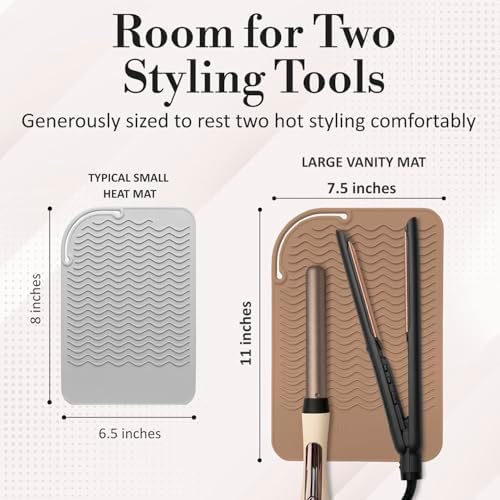 Large Vanity Mat, Heat Resistant Mat for Hair Tools, Vanity Décor, Mocha - Image 3