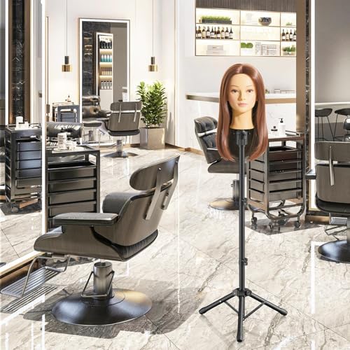Wig Head Stand 50 Inches, Height Adjustable Tripod Wig Stand, Salon Mannequin Head Stand with Anti-Slip Base for Styling, Wig Display Barber Training, Beauty School​ (Black) - Image 7