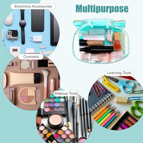 Chenille Letter Clear Makeup Bags Hair Pouch Preppy Patch Makeup Bag Zipper with Handle Transparent PVC Waterproof Glitter Cosmetic Handbag Travel Toiletry Storage for Women Girl Valentine's Day - Image 6