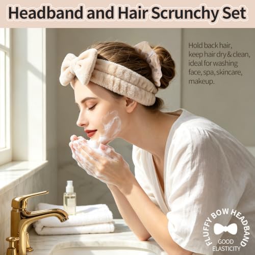 LEOBRO Spa Headbands, Makeup Headbands for Washing Face, Khaki/White/Gray - Image 4