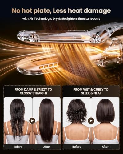 MESCOMB 6 in 1 Hair Dryer and Straightener, Hot Air Styler Wrap - Fast Drying, 1500W Air Dryer with Straightener, Frizz-Free Blowout Brush for Smoothing & Curling, Volumizing - Image 5