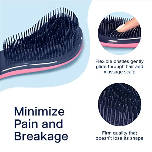 Crave Naturals Glide Thru Hair Brush - Detangler Brush for Curly, Straight, Wet or Dry Hair - Gentle Detangling Brushes for Adults, Kids, Toddlers - Hair Accessories for Women, 7.5x3" - Pink - Image 3