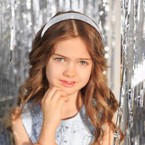 Headbands for girls Women 6Pcs Glitter Rainbow Headband Women Girls Sparkly Headband Gold Pink White Purple Hairband for Girls Hair Accessories for Party Holiday Back to School - Image 2