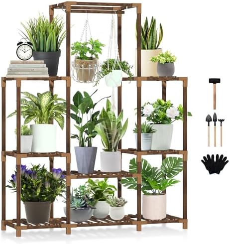 Plant Stand Indoor Outdoor, 8 Tiered Plant Shelf Wood Plant Rack by Uneedem