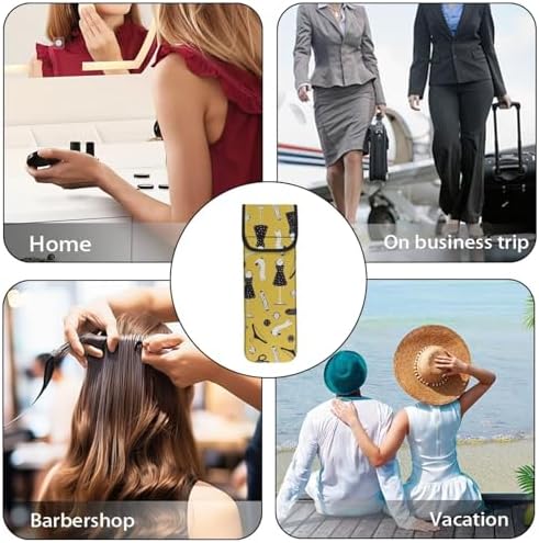 ZOUTAIRONG Sleeve for Curling Iron Marble Pattern Heat Resistant Pouch Hair Straightener Storage Bag 15.5 x 5 inch Flat Iron Holder Curling Iron Pouch Hot Tools Travel Bag Cosmetic Dress Print - Image 7