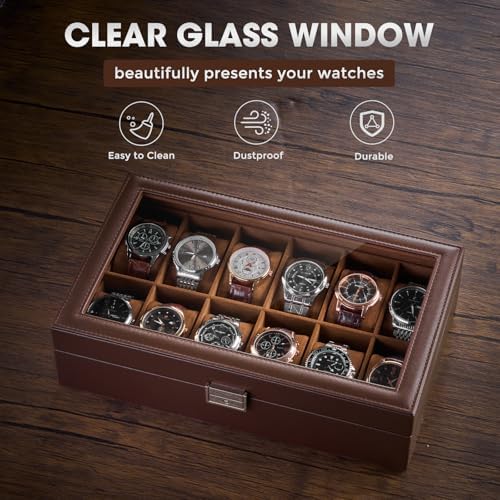 ProCase 12 Slots Watch Case Box for Men -Espresso - Image 2