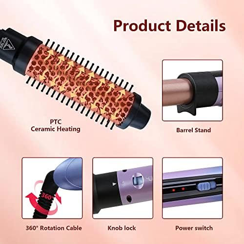 Curling Iron Set, 6 in 1 Hair Curling Wand with Curling Brush and 5 Interchangeable Ceramic Curling Wand(0.35'-1.25') Tourmaline Hair Curler, Instant Heat Up Curling Iron for Long Hair Women - Image 5