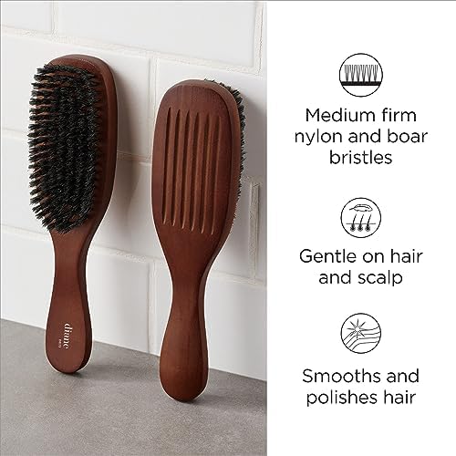 Diane Reinforced Boar Bristle Wave Brush for Men and Barbers – Medium Bristles for Thick and Curly Hair – Use for Detangling, Smoothing, Wave Styles, Restore Shine and Texture - Image 2