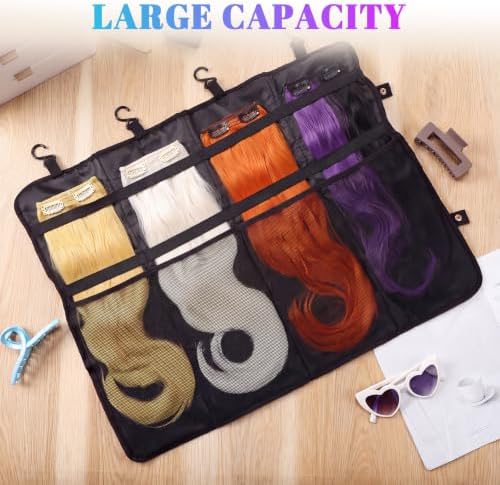Eccliy Foldable Hair Extension Storage Bag Black Wig Travel Case - Image 6