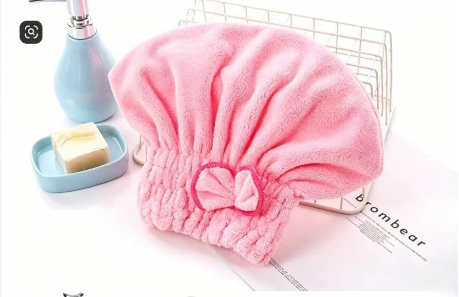 3 Pcs Microfiber Hair Drying Towels, Ultra Absorbent Cap Bowknot Turban for Women Adults or Girls, Multicolour(Beige，Pink，Light red) - Image 5