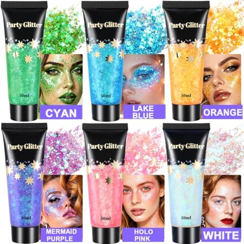 AROIC 6 Colors Face Body Glitter, 10.58 Oz Mermaid Hair Glitter for Kids - Image 3